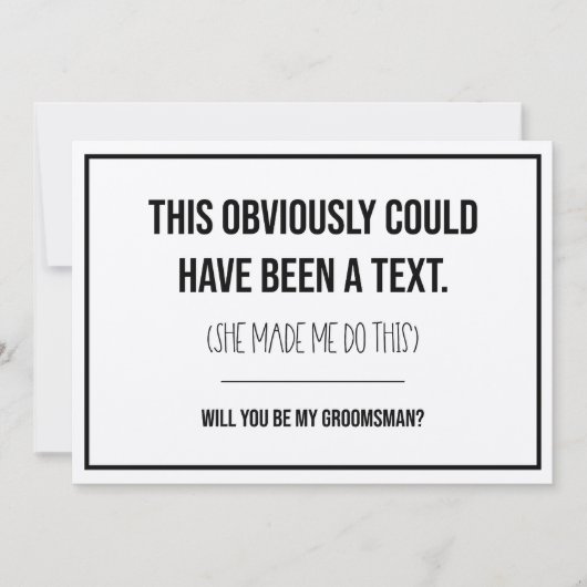 Dit had een tekst-groomsman-voorstel kunnen zijn (Voorkant)