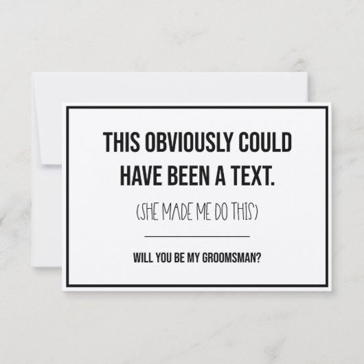 Dit had een tekst-groomsman-voorstel kunnen zijn notitiekaartje (Voorkant)