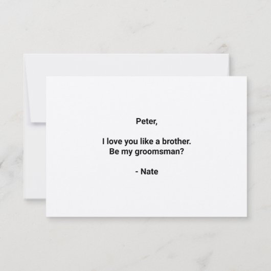 Dit had een tekst-groomsman-voorstel kunnen zijn notitiekaartje (Achterkant)