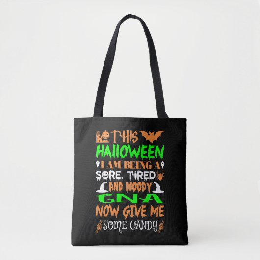 Dit Halloween Tired Moody Cna Snoep Tote Bag (Voorkant)