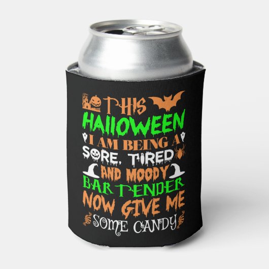 Dit Halloween vermoeide Moody Bartender Snoep Blikjeskoeler (Blikje Voorkant)