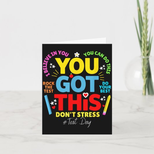 Dit heb je, geen stress, rock de test testdag kaart (Voorkant)