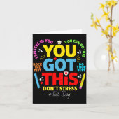 Dit heb je, geen stress, rock de test testdag kaart (Gele Bloem)