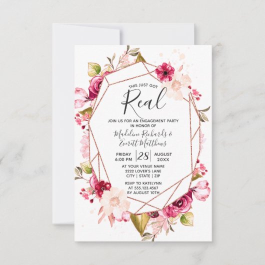 Dit heeft net echte uitnodigingen voor verlovingsf (Voorkant)