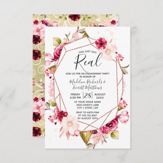 Dit heeft net echte uitnodigingen voor verlovingsf (Voorkant / Achterkant)