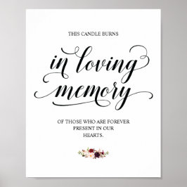 Dit herdenkingsbord 'Deze Kaars Brandt In Liefdevo Poster