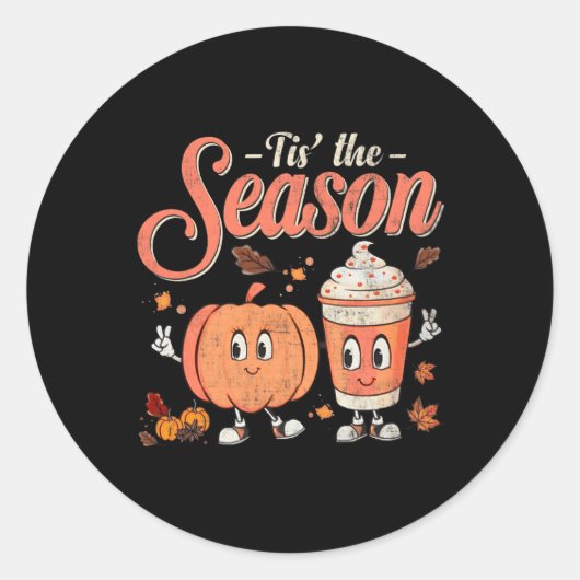 Dit Het leuke seizoen Pompoen Spice Fun Herfst Vib Ronde Sticker (Voorkant)