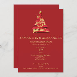 Dit het seizoen feestelijke rode kerstboom bruilof kaart