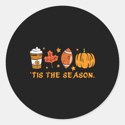 Dit Het Seizoen Football Herfst Pompoen Spice Mann Ronde Sticker (Voorkant)