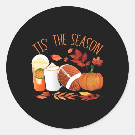 Dit het seizoen Football Pumpkin Thanksgiving Athl Ronde Sticker (Voorkant)