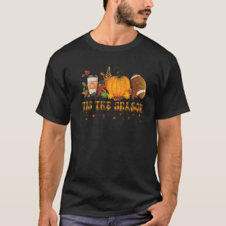 Dit het seizoen Halloween Pumpkin Coffee Football T-shirt