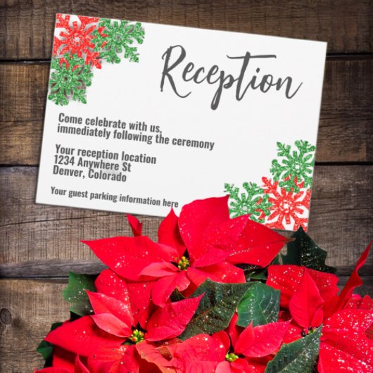 Dit het seizoen kerst bruiloft receptie informatiekaartje
