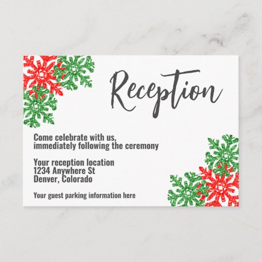 Dit het seizoen kerst bruiloft receptie informatiekaartje (Voorkant)