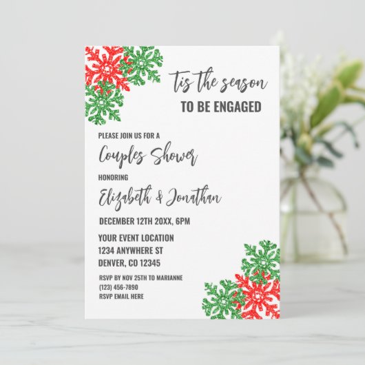 Dit het seizoen kerst koppels douche kaart (Staand voorkant)