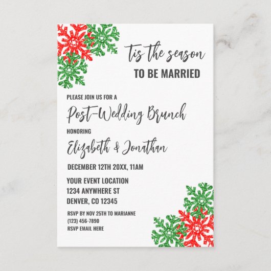 Dit het seizoen Kerstbruiloft Brunch Informatiekaartje (Voorkant)