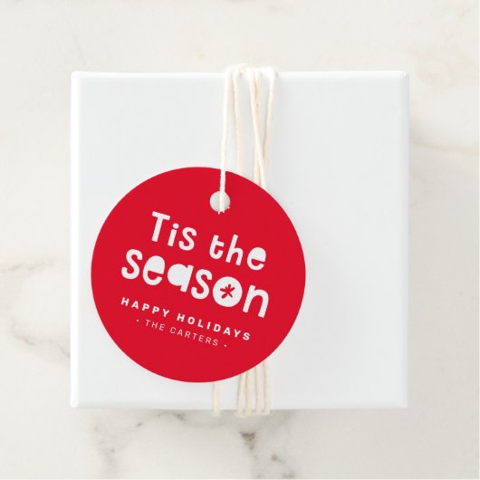 Dit het seizoen KERSTCADEAU vet feestelijk rood Bedankjes Labels (In situ)