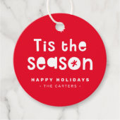 Dit het seizoen KERSTCADEAU vet feestelijk rood Bedankjes Labels (Voorkant)