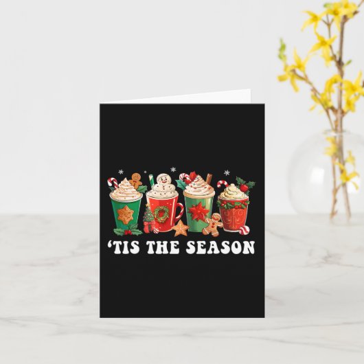 Dit het seizoen Kerstkoffie peperkoek Xmas W Kaart (Gele Bloem)