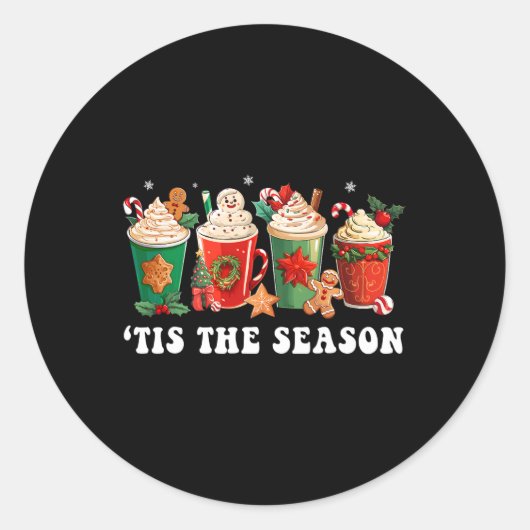 Dit het seizoen Kerstkoffie peperkoek Xmas W Ronde Sticker (Voorkant)