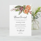 Dit het seizoen Kerstmis Botanische bruiloft Kaart (Staand voorkant)