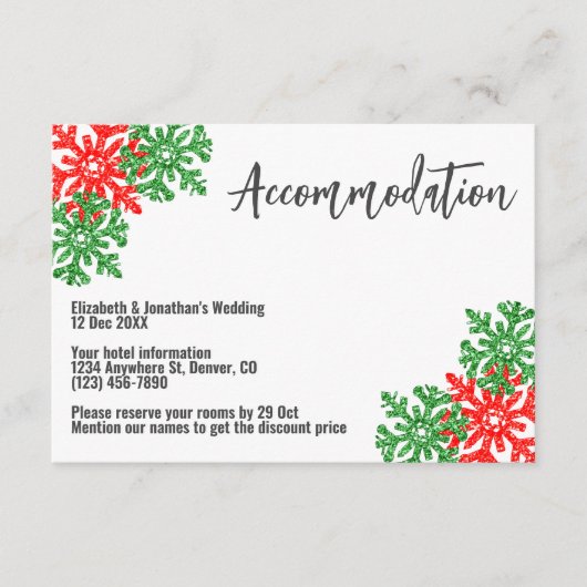 Dit het seizoen Kerstmis bruiloft accommodatie Informatiekaartje (Voorkant)