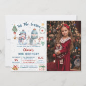 Dit Het Seizoen Kerstmis Sneeuwman Verjaardag Foto Kaart (Voorkant)