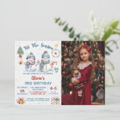 Dit Het Seizoen Kerstmis Sneeuwman Verjaardag Foto Kaart (Staand voorkant)