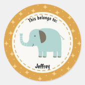 Dit hoort bij Back to School Leuke Olifant Ronde Sticker (Voorkant)
