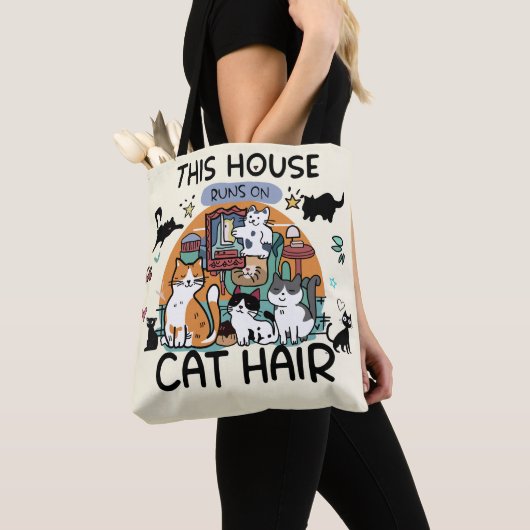 Dit huis draait op kattenhaar tote bag (Dichtbij)