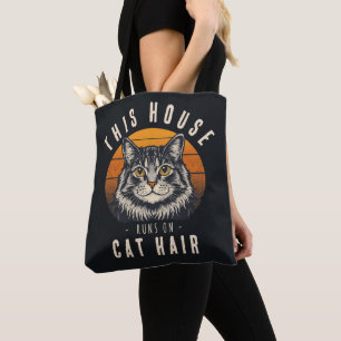Dit huis draait op kattenhaar Vintage Kat Tote Bag