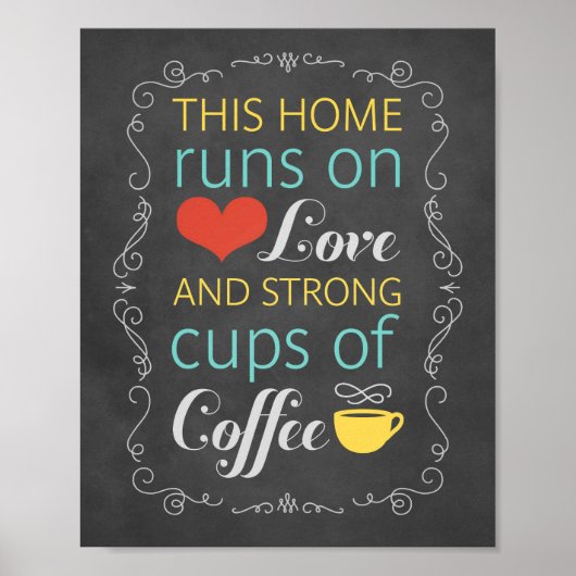 Dit Huis draait op Love en Strong Cups of Coffee Poster (Voorkant)