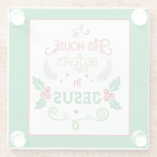 Dit Huis gelooft in Jezus Glazen Onderzetter (Achterkant)