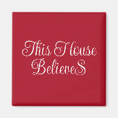 Dit Huis Gelooft Kerst Rood & Wit Magneet (Voorkant)
