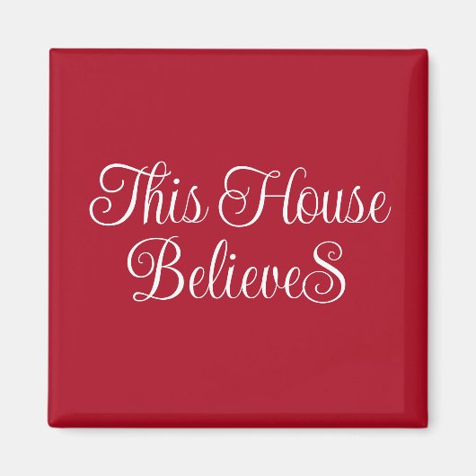 Dit Huis Gelooft Kerst Rood & Wit Magneet (Voorkant)