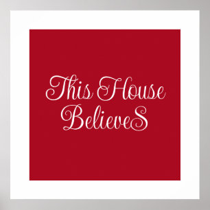 Dit Huis gelooft typografie script rood Poster