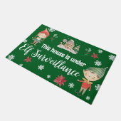 Dit huis staat onder toezicht van Elf Kerstmis Deurmat (Schuin)