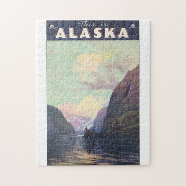 Dit is Alaska Vintage Travel Poster Artwork Legpuzzel (Verticaal)