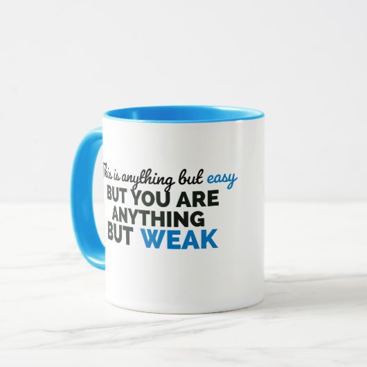 Dit is alles behalve gemakkelijk, maar je bent all mok (Voorkant links)