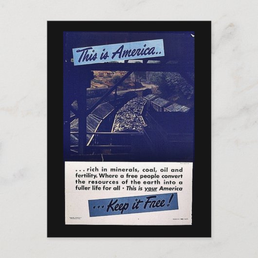 Dit is Amerika houdt het Vrij! Briefkaart (Voorkant)