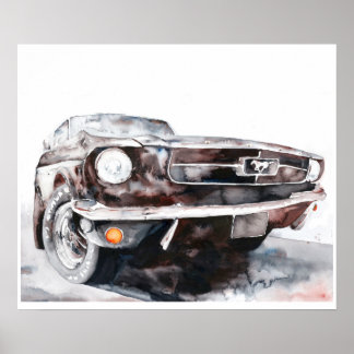 Dit is Black Sunshine: Mustang Car Art Poster