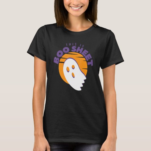 Dit is Boo Sheet Ghost Halloween op Oranje zon T-shirt (Voorkant)