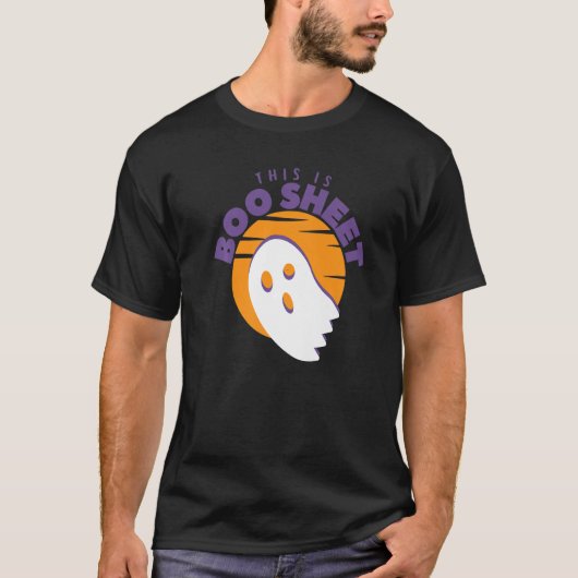 Dit is Boo Sheet Ghost Halloween op Oranje zon T-shirt (Voorkant)