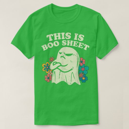 Dit is Boo Sheet Groovy Grumpy Ghost Funny Hallow T-shirt (Design voorkant)