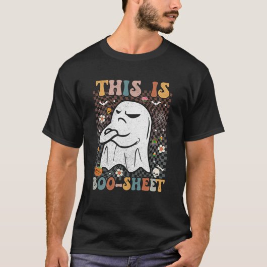 Dit is Boo Sheet Groovy Retro Halloween Kinder Man T-shirt (Voorkant)