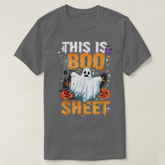Dit is BOO Sheet T Ghost grappig Halloween Kostuum T-shirt (Design voorkant)