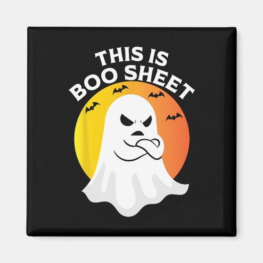 Dit is BOOSheet Ghost Retro Halloween Costuum Magneet (Voorkant)