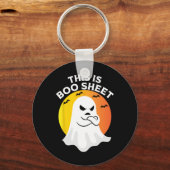 Dit is BOOSheet Ghost Retro Halloween Costuum Sleutelhanger (Voorkant)