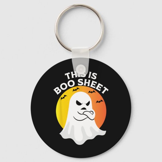 Dit is BOOSheet Ghost Retro Halloween Costuum Sleutelhanger (Voorkant)