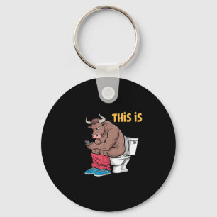 Dit is Bullsht Funny Bull Toilet Humoristische Koe Sleutelhanger