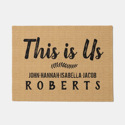 Dit is de Amerikaanse Burlap Farmhouse Feedback Cu Deurmat (Voorkant)